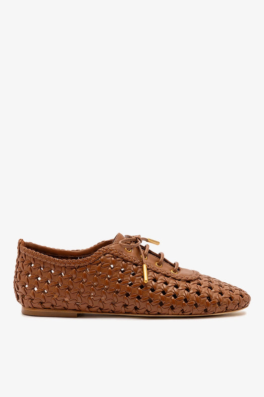 Liza Macrame Sneaker In Caramel Leather - Larroude