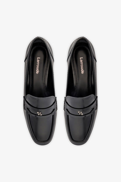Suki Flatform Loafer In Black Box Leather - Larroude