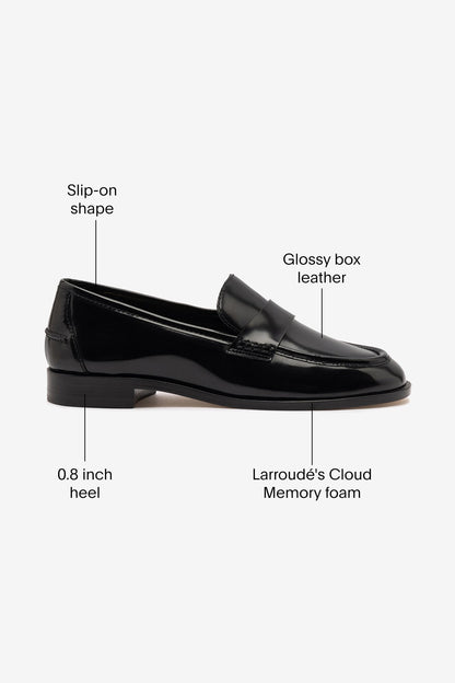 Larroudé x Parke Loafer In Black Box Leather - Larroude