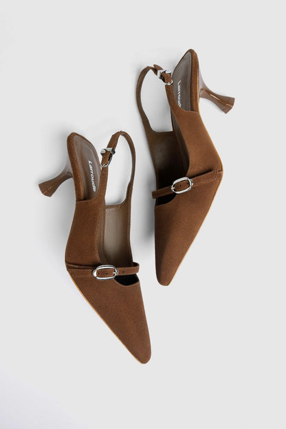 Ines Pump Burnt Umber Suede - Larroude