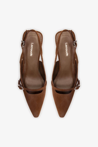 Ines Pump Burnt Umber Suede - Larroude