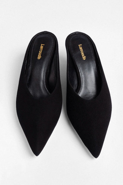 Loulou Mule Black Suede - Larroude