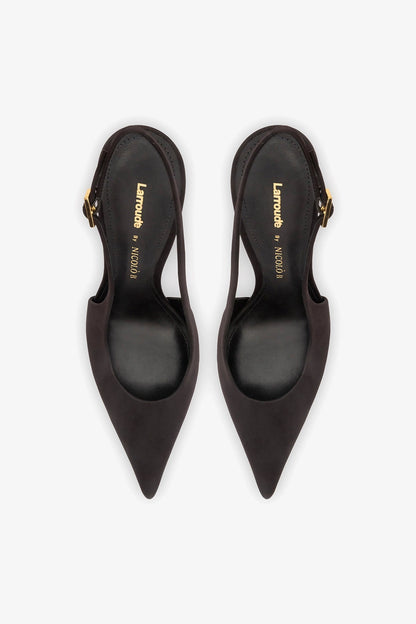 Larroudé x Nicolò B.: Grace Pump Black Satin - Larroude