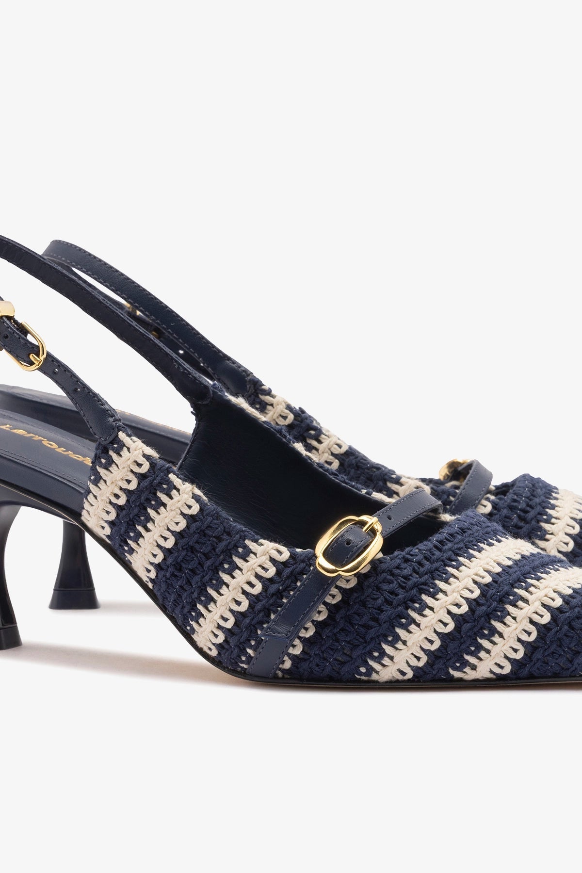 Ines Crochet Pump Striped Navy - Larroude