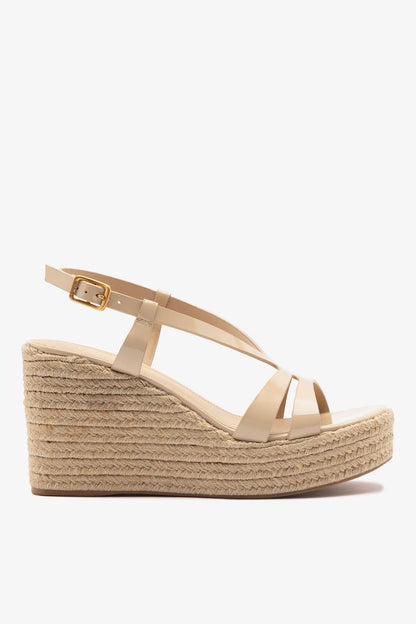 Daphne Espadrille Sandal Sand Patent Leather - Larroude
