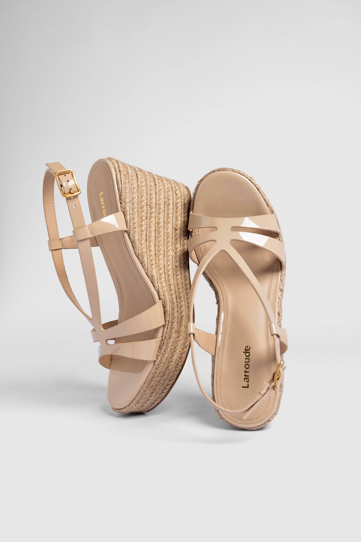Daphne Espadrille Sandal Sand Patent Leather - Larroude