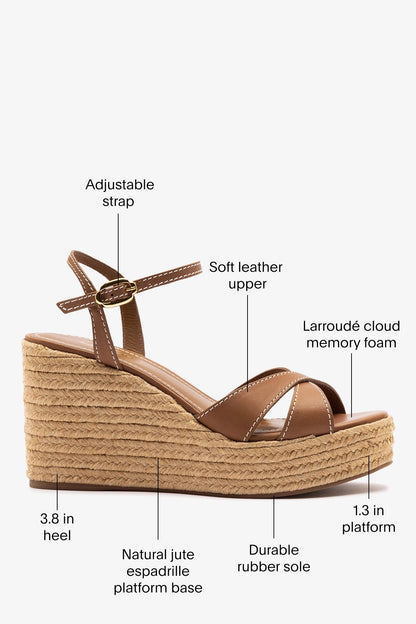 Bianca Espadrille Sandal Caramel Leather - Larroude