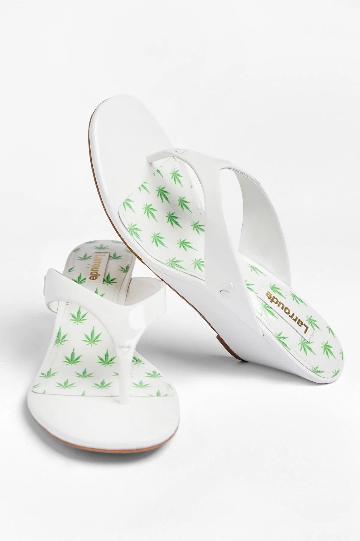 Gaia Low Wedge Sandal White Patent Leather - Larroude