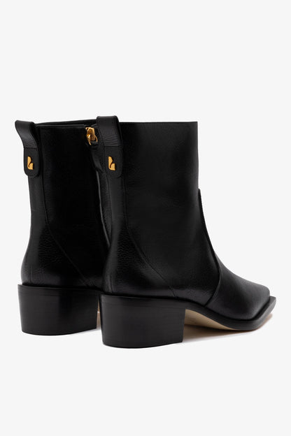 Florencia Low Boot In Black Leather - Larroude
