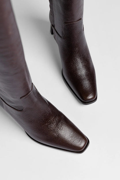 Alexis Boot Brown Leather - Larroude