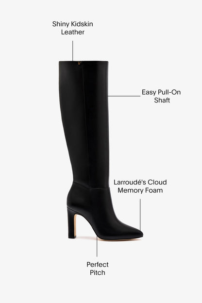 Cindy Hi Boot In Black Leather - Larroude