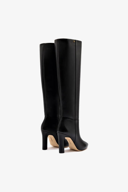 Cindy Hi Boot In Black Leather - Larroude