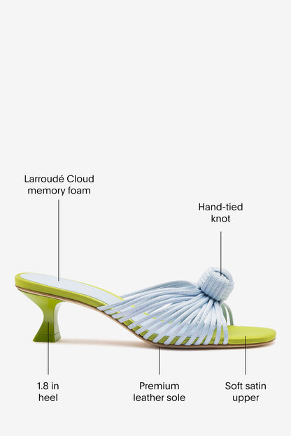 Valerie Mule Powder Blue and Green Satin - Larroude