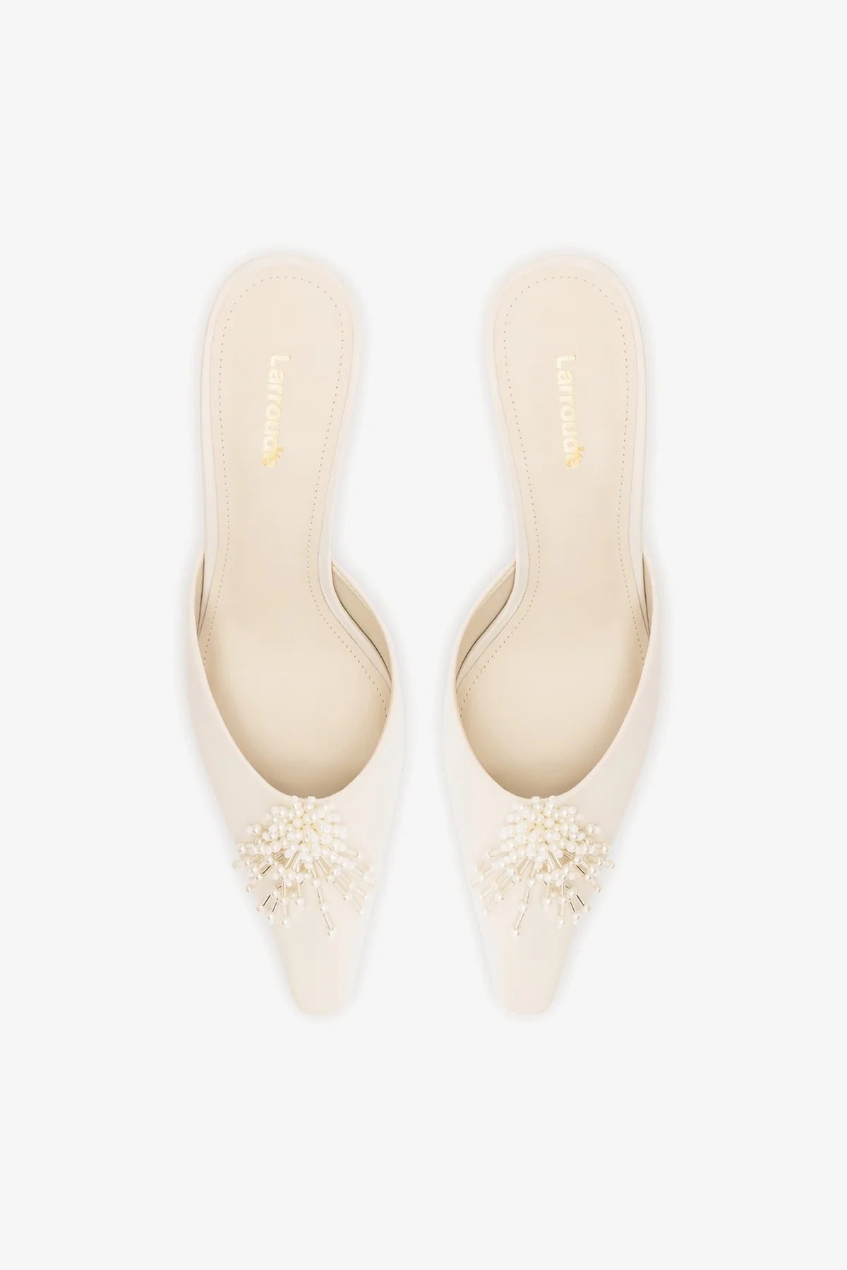 Carine Mule White Satin - Larroude