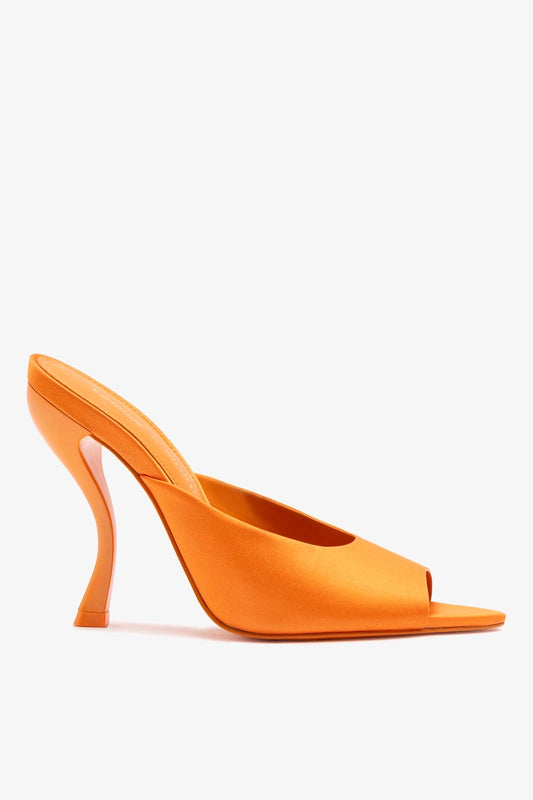 Larroudé x Nicolò B.: Malibu Mule Tangerine Satin - Larroude