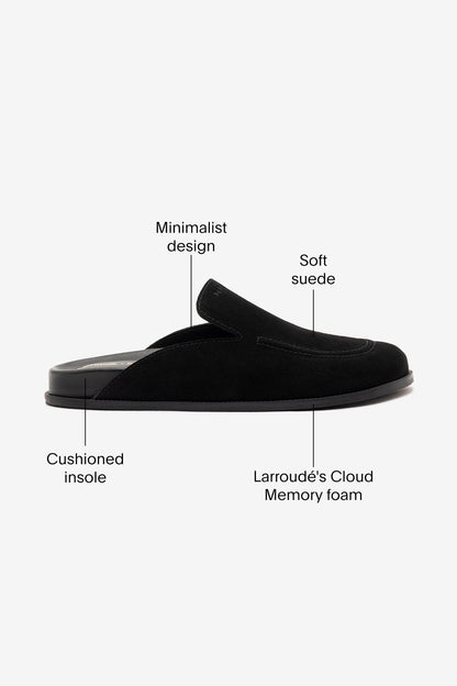 Larroudé x Parke Clog In Black Suede - Larroude