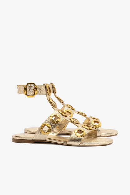 Milan Gladiator Flat Platina Metallic - Larroude