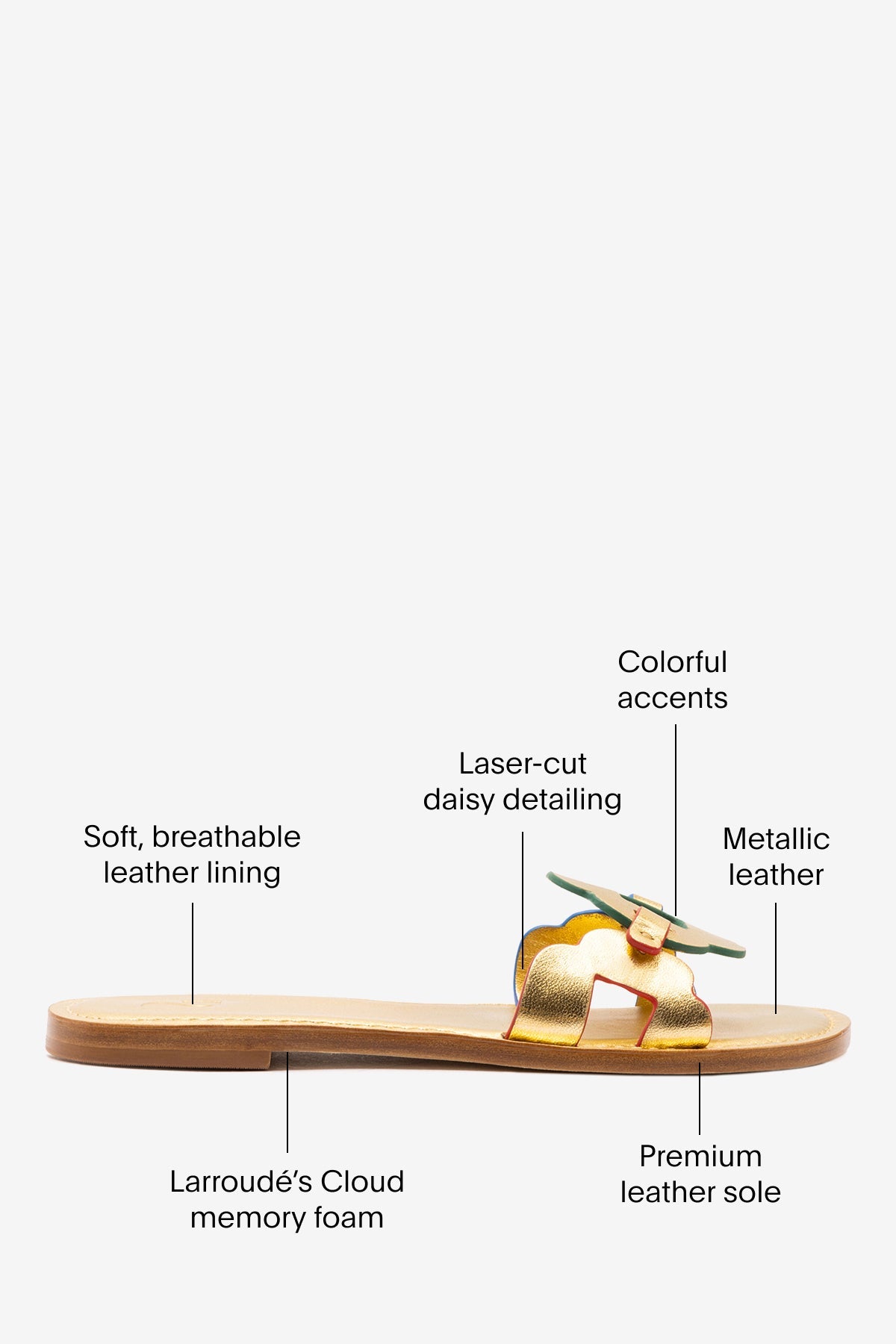 Margherita Slide In Metallic Gold Leather - Larroude