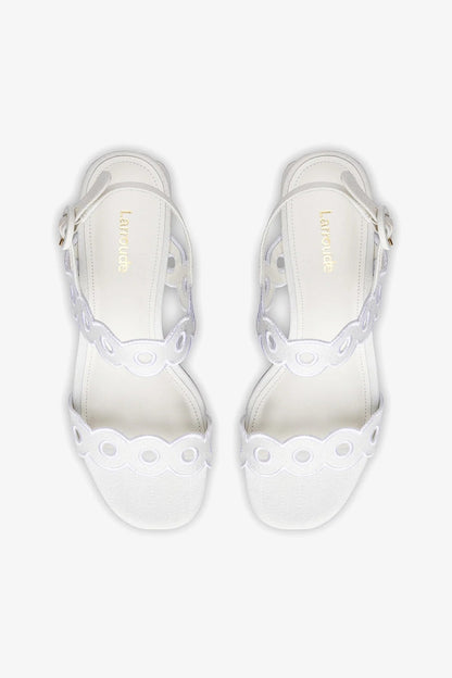 Florence Broderie Sandal In White Raffia - Larroude