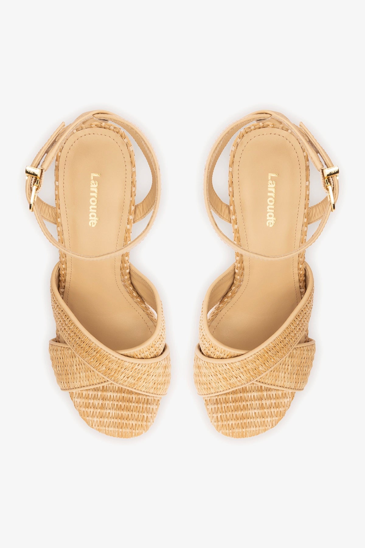 Dolly X Platform Sandal In Natural Raffia - Larroude