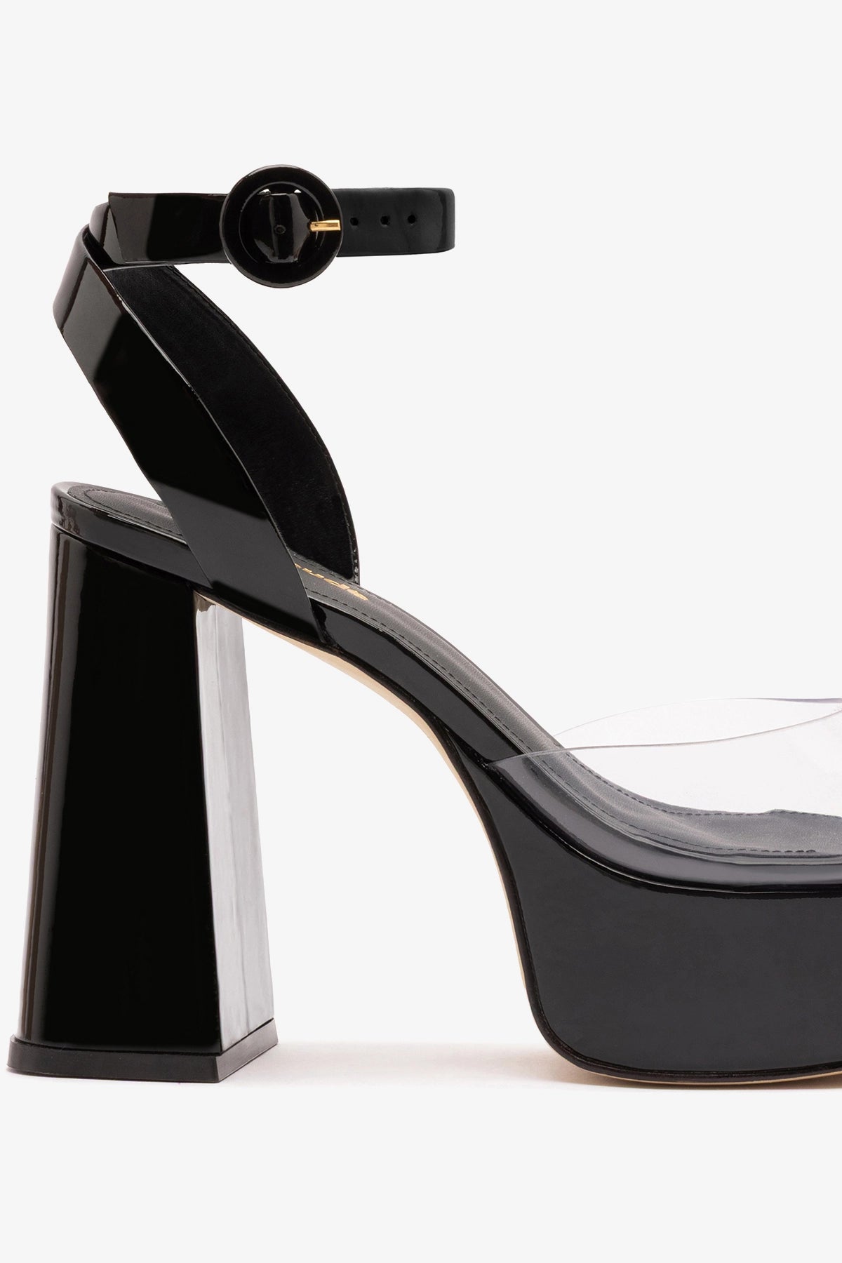 Dolly Clear Sandal Black Patent Leather - Larroude
