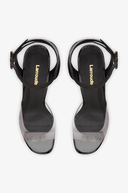 Dolly Clear Sandal Black Patent Leather - Larroude