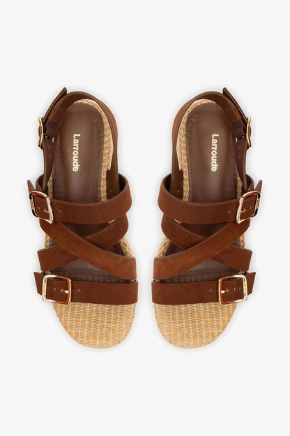 Patti Flatform Burnt Umber Suede - Larroude