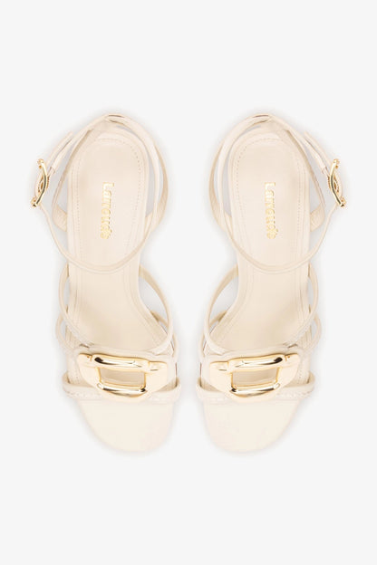 Margherita Block Sandal Ivory Leather - Larroude
