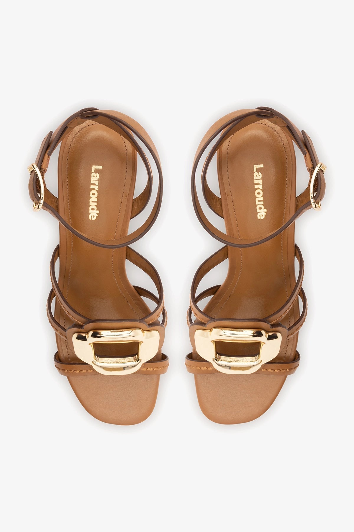 Margherita Block Sandal Caramel Leather - Larroude