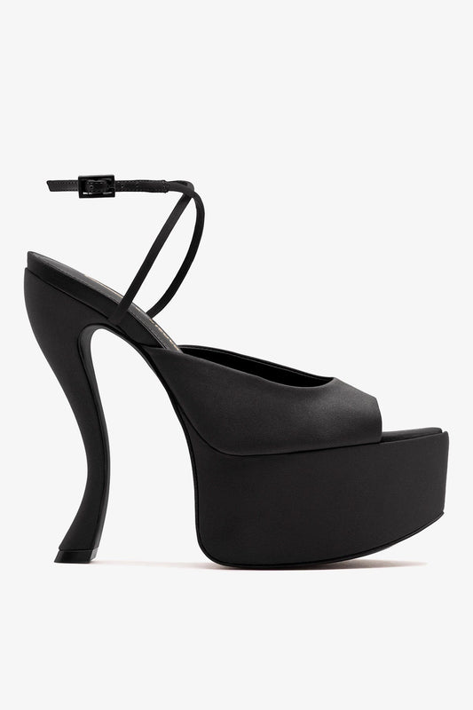 Larroudé x Nicolò B.: Lola Sandal Black Satin - Larroude