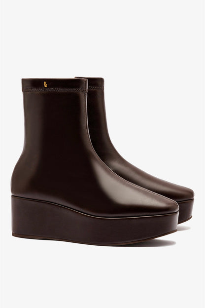Dani Flatform Boot In Brown Leather - Larroude