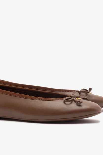 Pavlova Ballet Flat In Burnt Umber Leather - Larroude