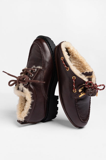 Cyprus Shearling Mule Brown Leather - Larroude