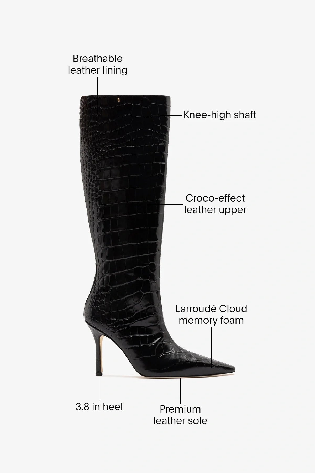 Carine Boot Black Croco Patent Leather - Larroude