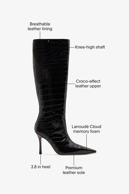 Carine Boot Black Croco Patent Leather - Larroude
