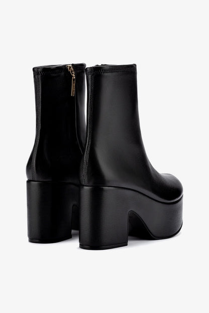 Miso Platform Boot In Black Stretch Leather - Larroude