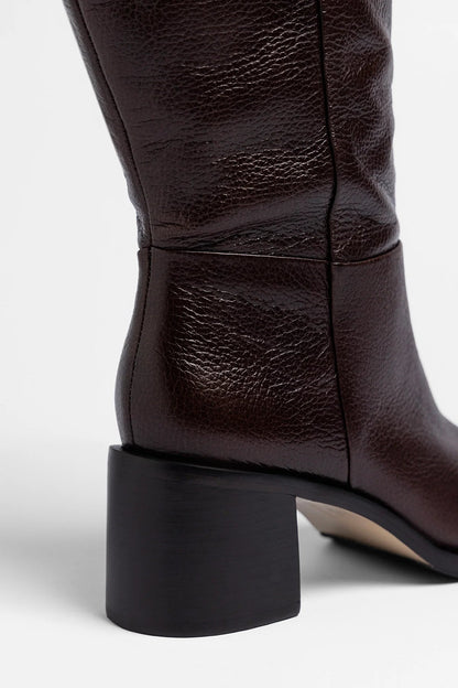 Ricky Wide Boot Brown Leather - Larroude