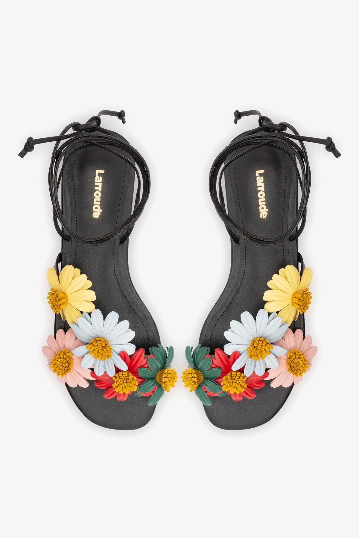 Fiore Flat Sandal Black Leather - Larroude