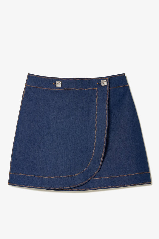 Marina Mini Skirt In Blue Denim - Larroude