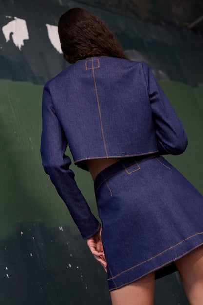 Marina Mini Skirt In Blue Denim - Larroude