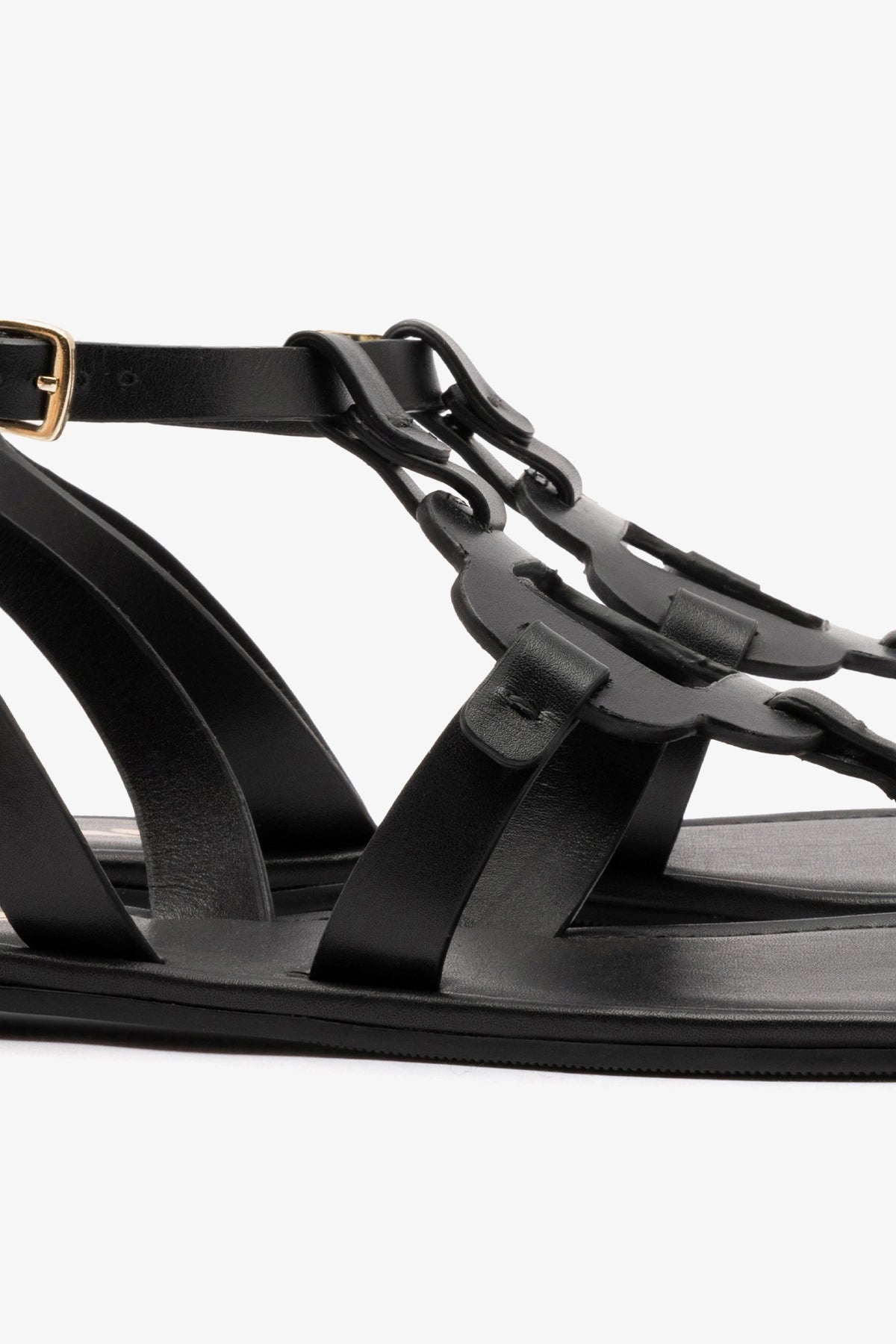 Margherita Sandal In Black Leather - Larroude