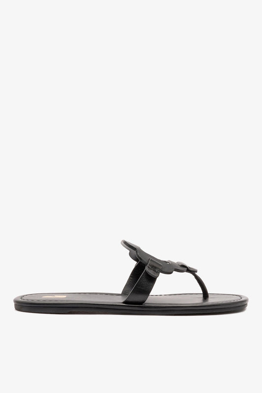 Margherita Thong Sandal In Black Leather - Larroude