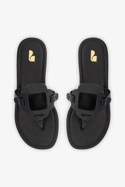 Margherita Thong Sandal In Black Leather - Larroude