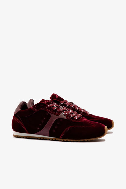 Stella Sneaker In Wine Velvet - Larroude