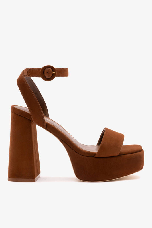Dolly Sandal In Burnt Umber Suede - Larroude