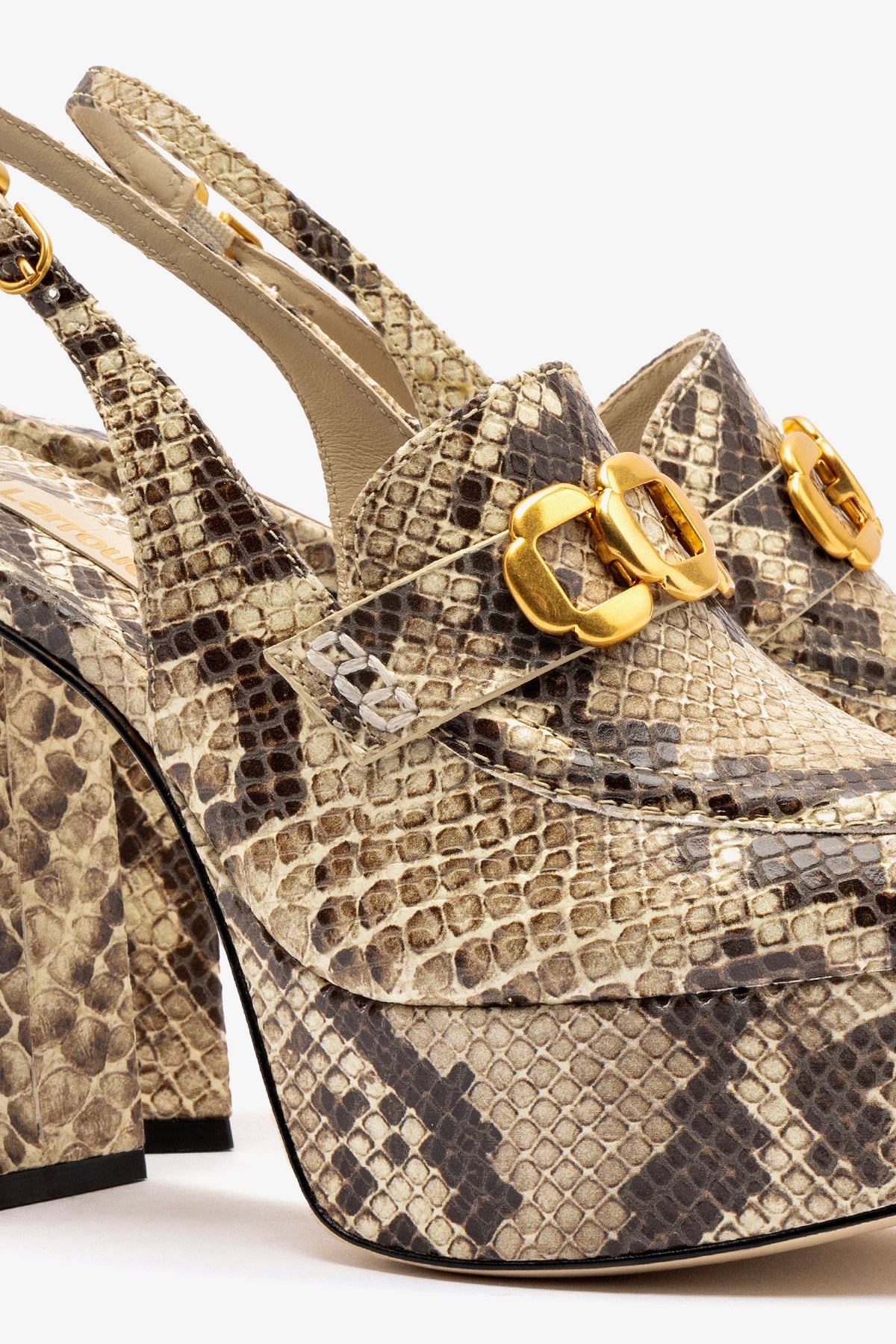Harrington Loafer Hi In Neutral Snake Stamped Leather - Larroude