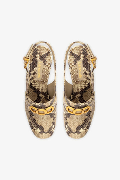 Harrington Loafer Hi In Neutral Snake Stamped Leather - Larroude