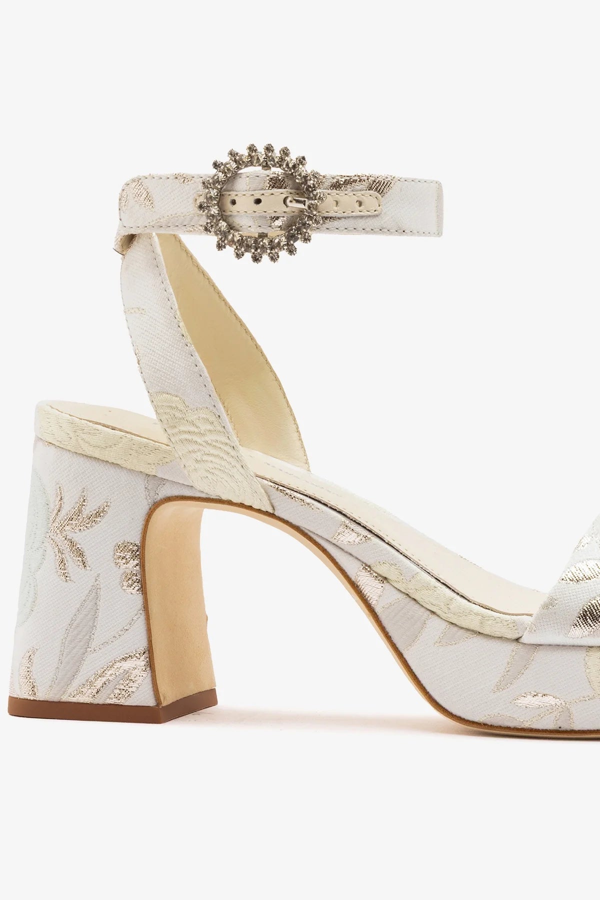 Larroudé x Markarian: Dolly Low Sandal Ivory Brocade - Larroude