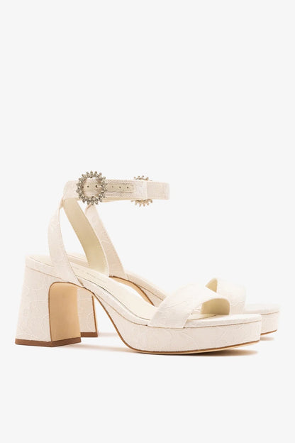 Larroudé x Markarian: Dolly Low Sandal White Lace - Larroude