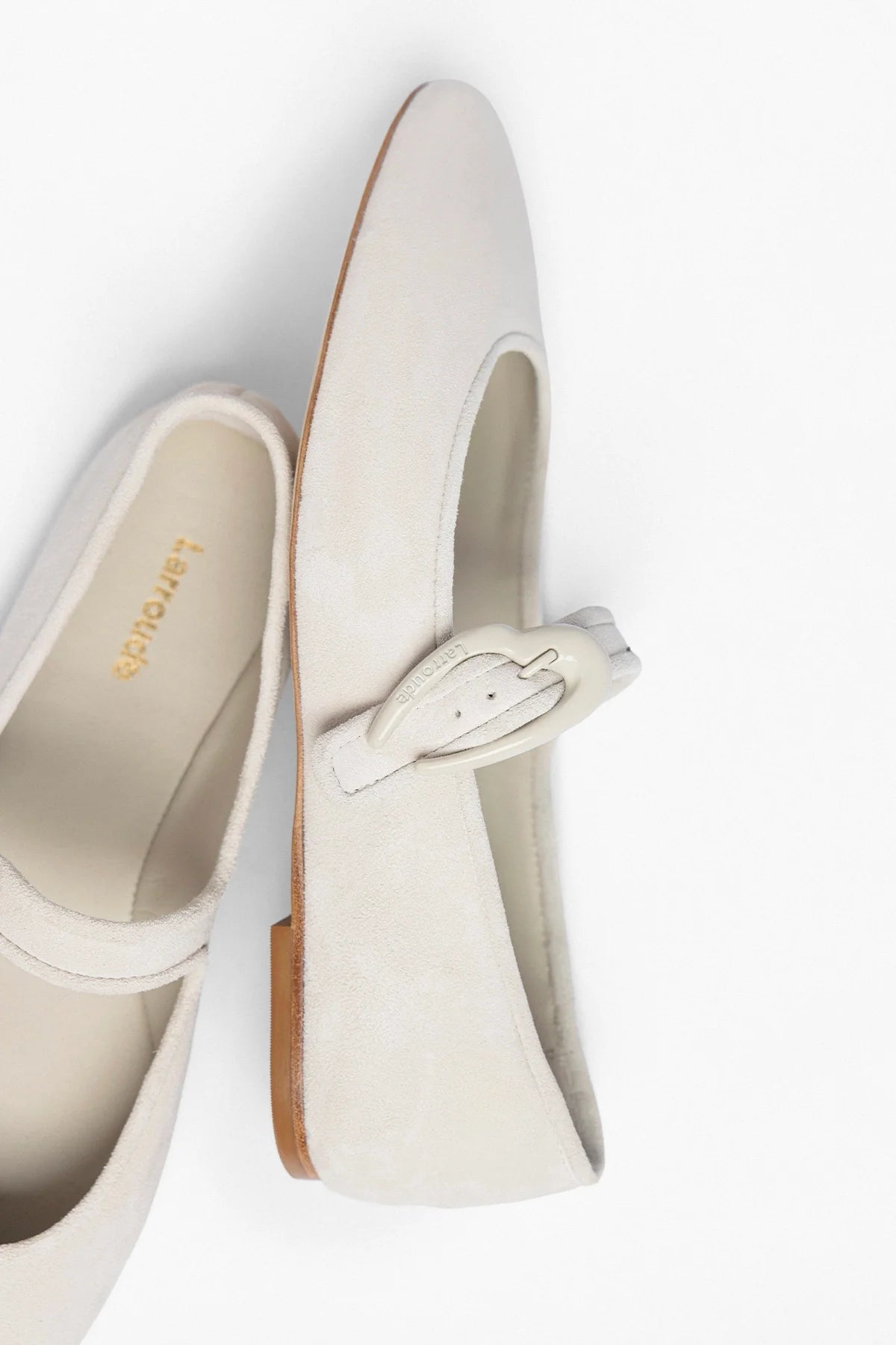 Verona Ballet Flat Mushroom Gray Suede - Larroude